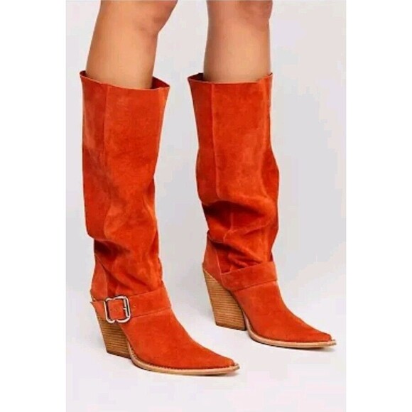 Jeffrey Campbell Shoes - Jeffrey Campbell Reed Slouch Western Boots in Rusty Color Suede Size 8.5